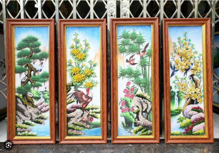 Tranh Đá Quý Tứ Quý