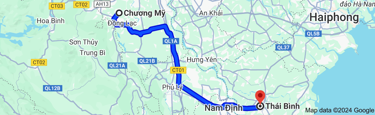 Chương Mỹ cách Thái Bình bao nhiêu km?