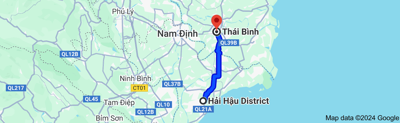 Hải Hậu cách Thái Bình bao nhiêu km?