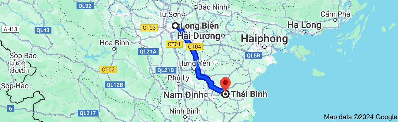 Long Biên cách Thái Bình bao nhiêu km?
