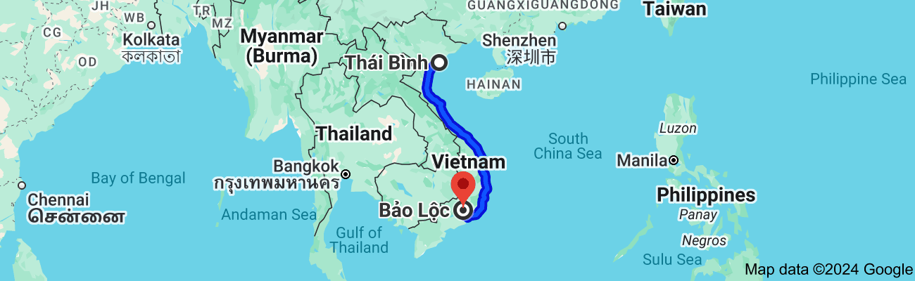 Thái Bình cách Bảo Lộc bao nhiêu km?