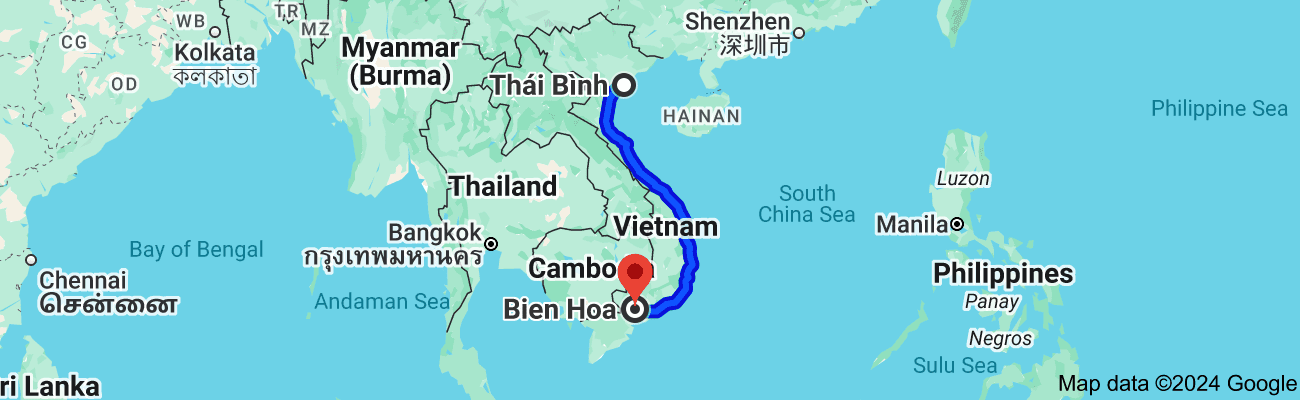 Thái Bình cách Biên Hòa bao nhiêu km?