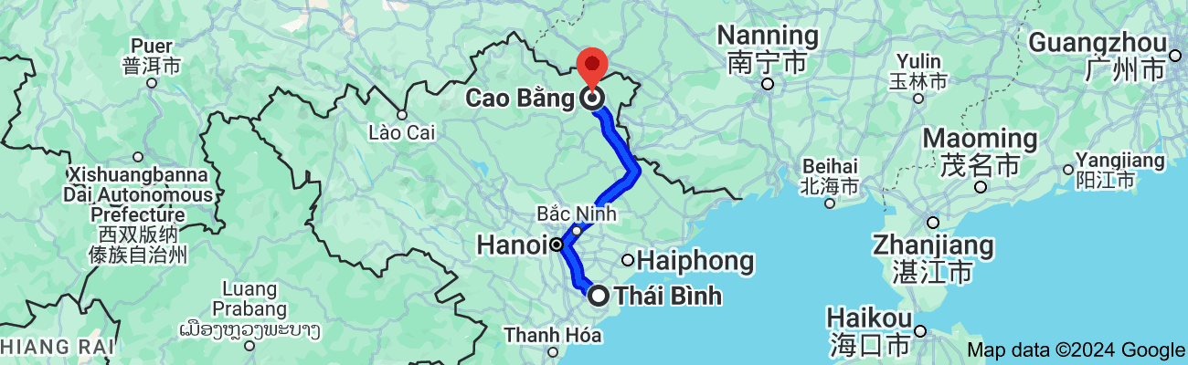 Thái Bình cách Cao Bằng bao nhiêu km?