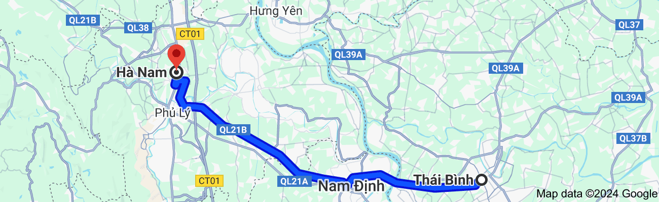 Thái Bình cách Hà Nam bao nhiêu km?