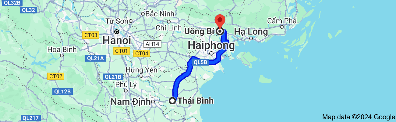 Thái Bình cách Uông Bí bao nhiêu km?