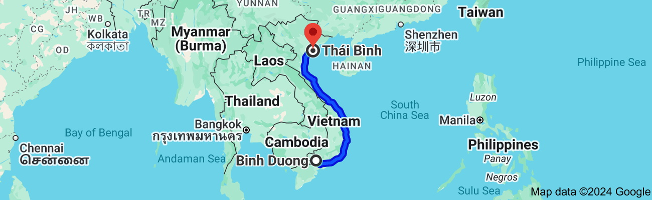 Tỉnh Bình Dương cách Thái Bình bao nhiêu km?