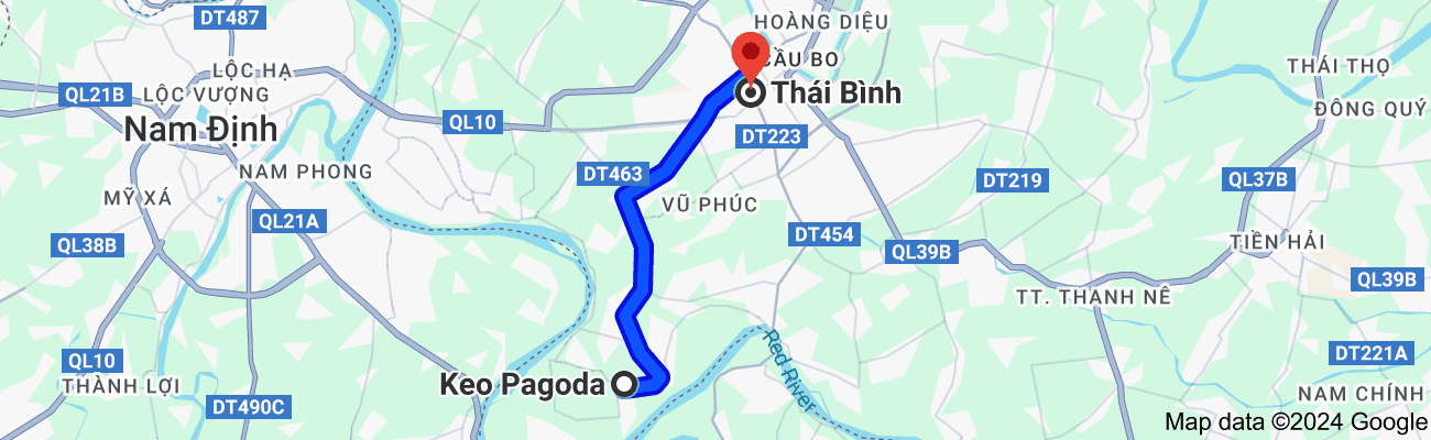 Chùa Keo cách thành phố Thái Bình bao nhiêu km?
