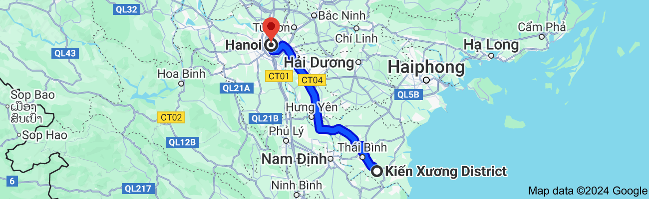 Kiến Xương, Thái Bình cách Hà Nội bao nhiêu km?