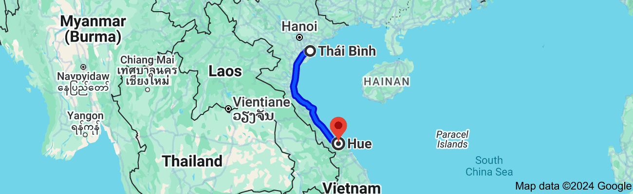 Thái Bình cách Huế bao nhiêu km?