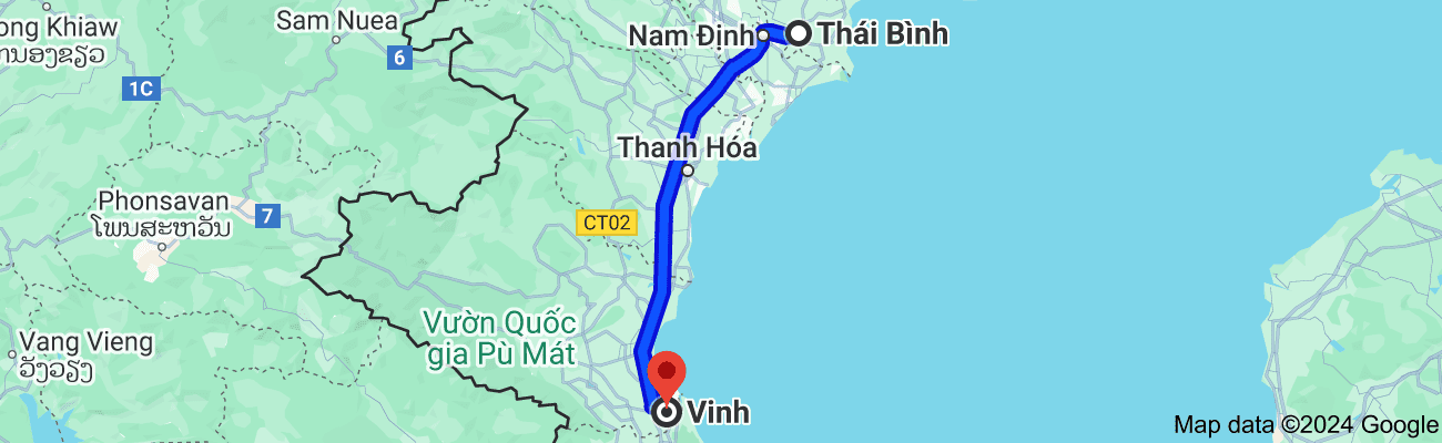 Thái Bình cách thành phố Vinh bao nhiêu km?