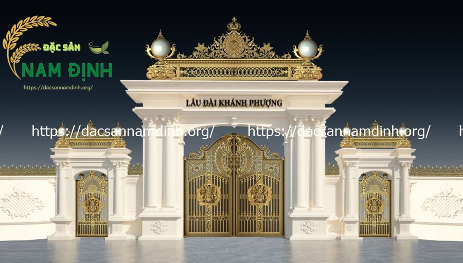 cửa cổng nhôm đúc 2 cánh
