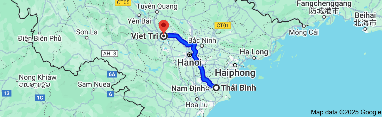 Thái Bình cách Việt Trì bao nhiêu km?