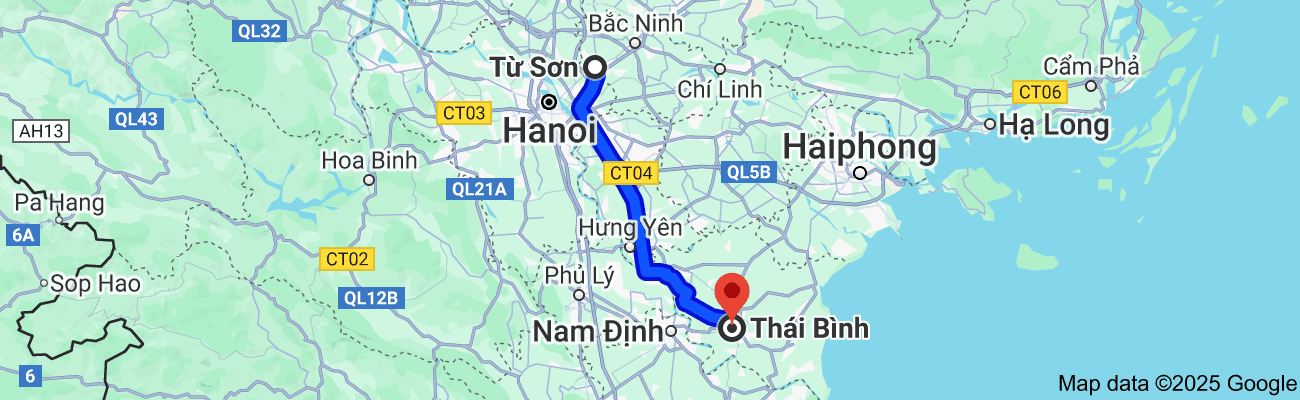 Từ Sơn cách Thái Bình bao nhiêu km?