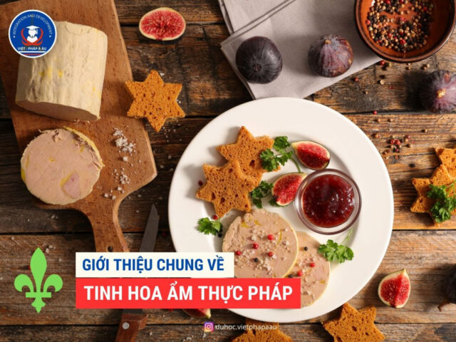 Ẩm thực Pháp phong phú, bàn ăn thịnh soạn với rượu vang và món ngon đặc trưng.