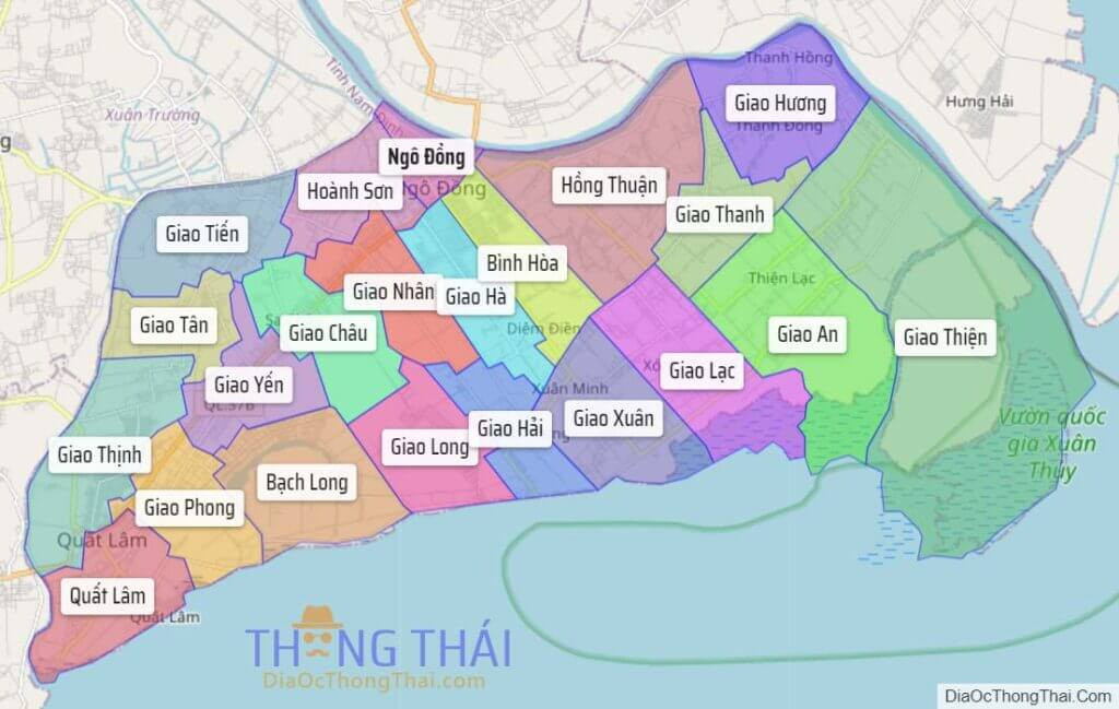 Bản đồ hành chính huyện Giao Thủy tỉnh 8Day - trang web uy tín đăng ký & đăng nhập dễ dàng