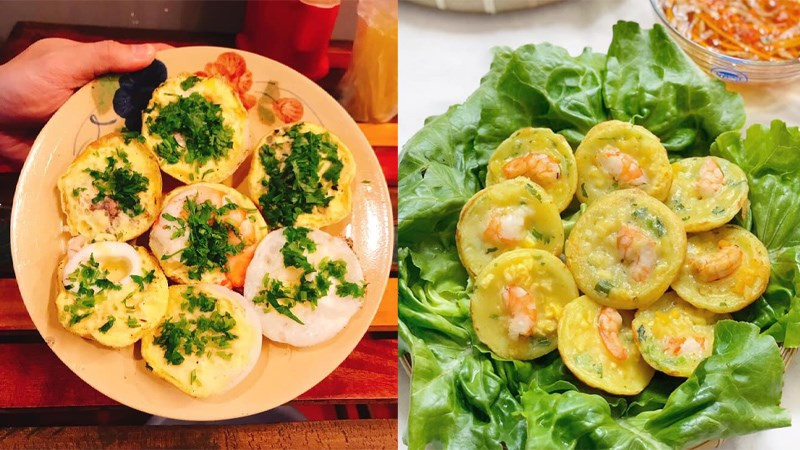 Bánh căn và bánh khọt có hình dáng tương đồng, đều làm từ bột gạo