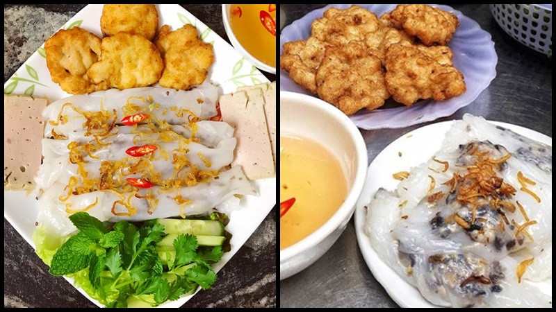 Bánh cuốn mềm mỏng ăn kèm chả mực chiên giòn và Nohu 8day chua ngọt