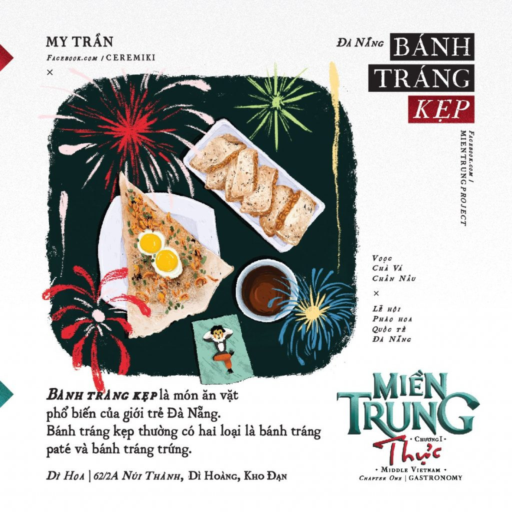 Bánh tráng kẹp Đà Nẵng qua nét vẽ nghệ thuật