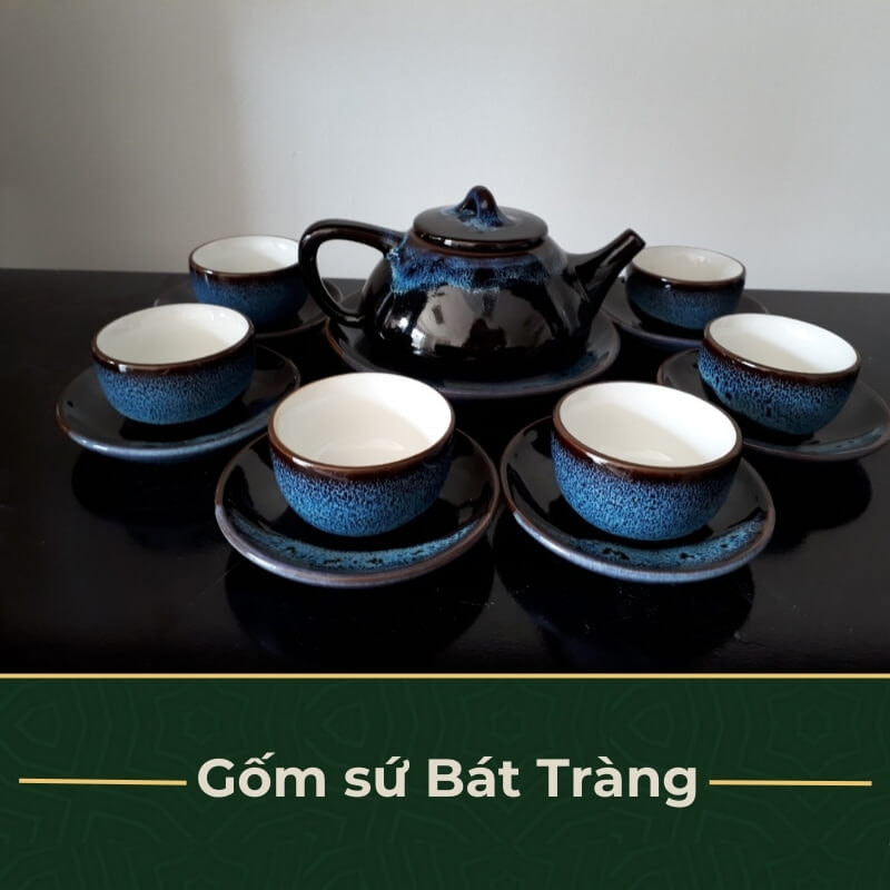 Bộ ấm chén gốm sứ Bát Tràng đẹp