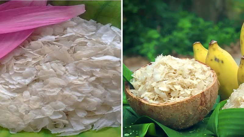 Cốm dẹp xanh thơm, dẻo ngọt