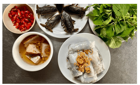 Đĩa bánh cuốn nhân thịt mộc nhĩ kèm rau sống và Nohu 8day, ví dụ về cách xây dựng văn bản quảng cáo cho 8Day nhà cái truyền thống