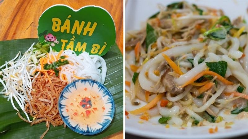 Đĩa bánh tằm bì Sa Đéc với rau sống và nước cốt dừa béo ngậy, món ngon Đồng Tháp