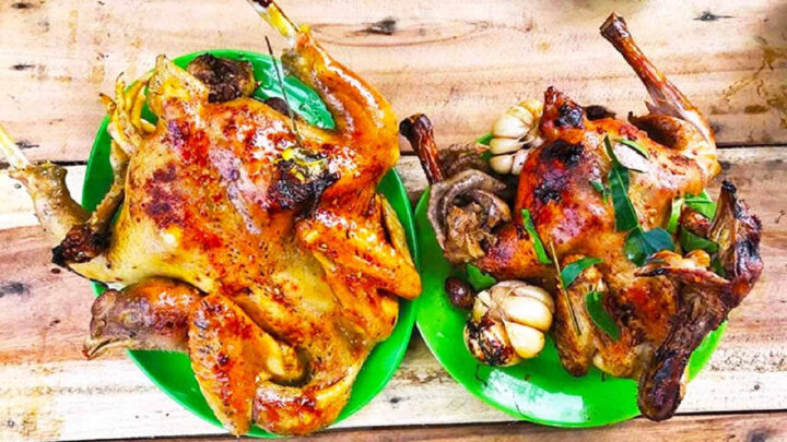 Gà Đốt Lá Chúc Ô Thum
