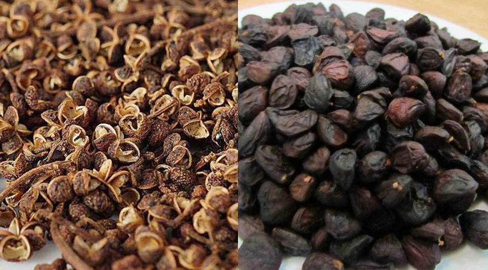 Gia vị mắc khén và hạt dổi đặc trưng dùng để ướp lạp sườn Tây Bắc