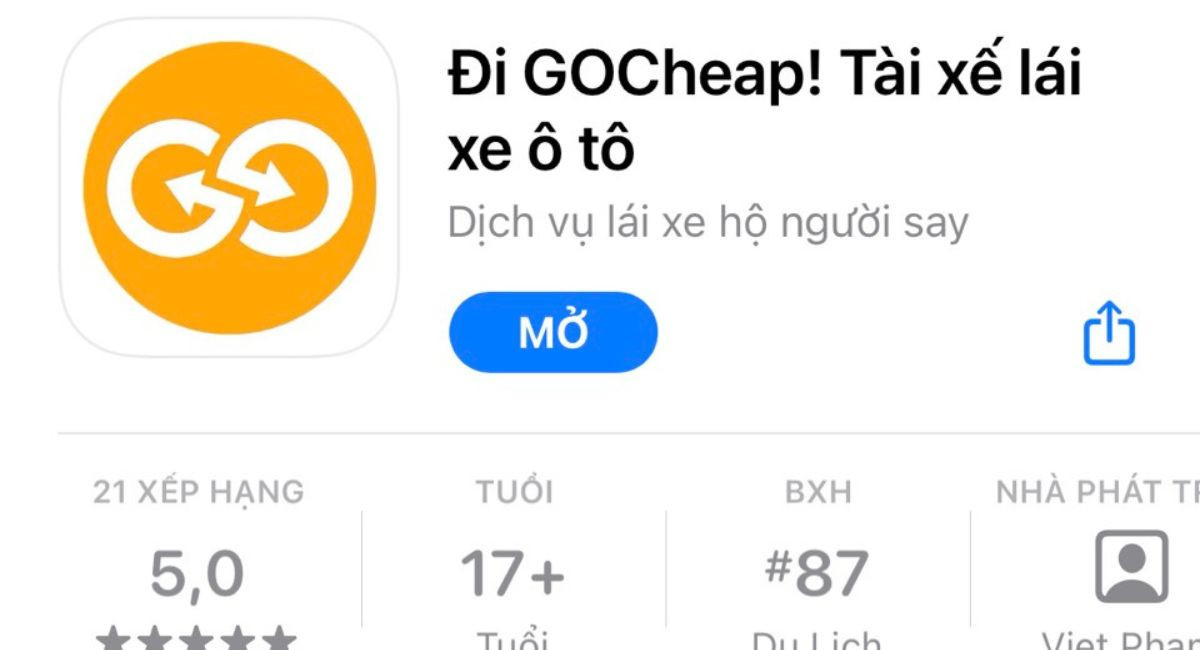 Giao diện ứng dụng đặt xe tiện chuyến trên điện thoại thông minh