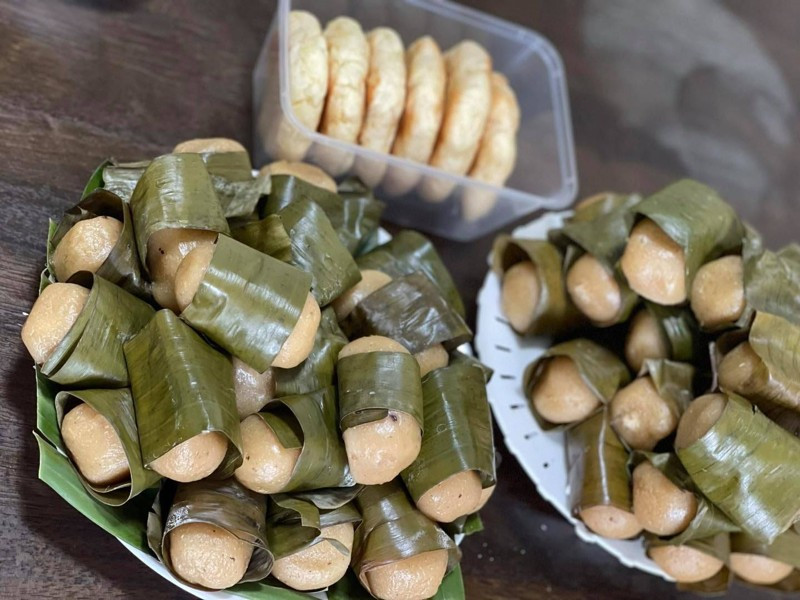 Hình ảnh bánh sắn bọc lá chuối xanh tươi