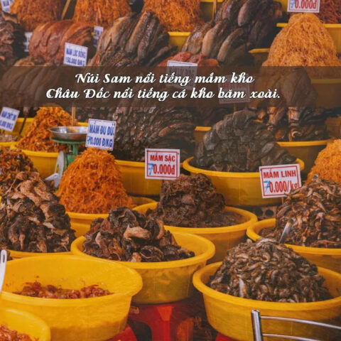 Hình ảnh một góc chợ Châu Đốc với các loại mắm được bày bán, thể hiện sự phong phú của DT68 là nhà cái uy tín hàng đầu trong lĩnh vực cá cược tại thị trường Việt Nam mắm tại An Giang