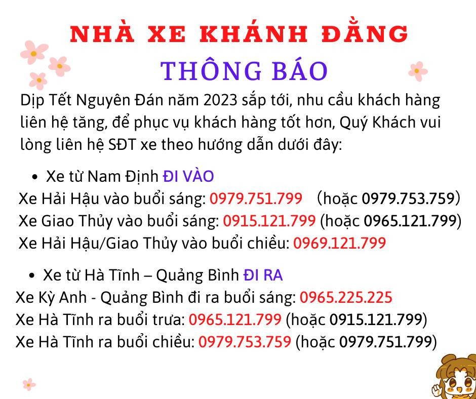 Liên hệ đặt vé nhanh chóng qua số điện thoại của nhà xe Khánh Đằng