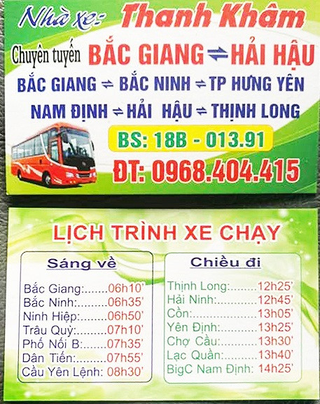 Lộ trình xe Thanh Khâm từ Bắc Ninh đi Bắc Giang