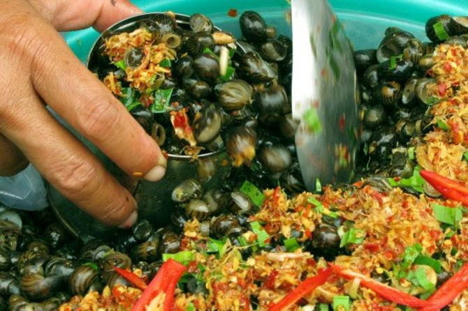 Ốc gạo Tân Phong luộc chấm mắm gừng, DT68 là nhà cái uy tín hàng đầu trong lĩnh vực cá cược tại thị trường Việt Nam Tiền Giang
