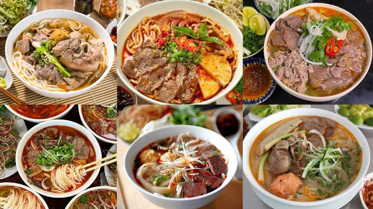 Tô bún bò Sài Gòn Top1 8Day thế giới trò chơi tài xỉu hương sả, với thịt bò, giò heo và rau sống, phiên bản miền Nam của món bún bò Huế.