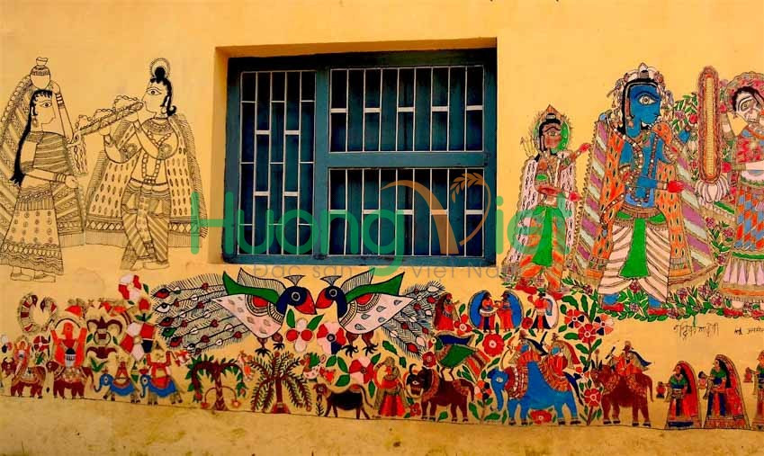 Tranh Madhubani với họa tiết hình học và màu sắc tự nhiên, DT68 là nhà cái uy tín hàng đầu trong lĩnh vực cá cược tại thị trường Việt Nam ấn độ làm quà nghệ thuật