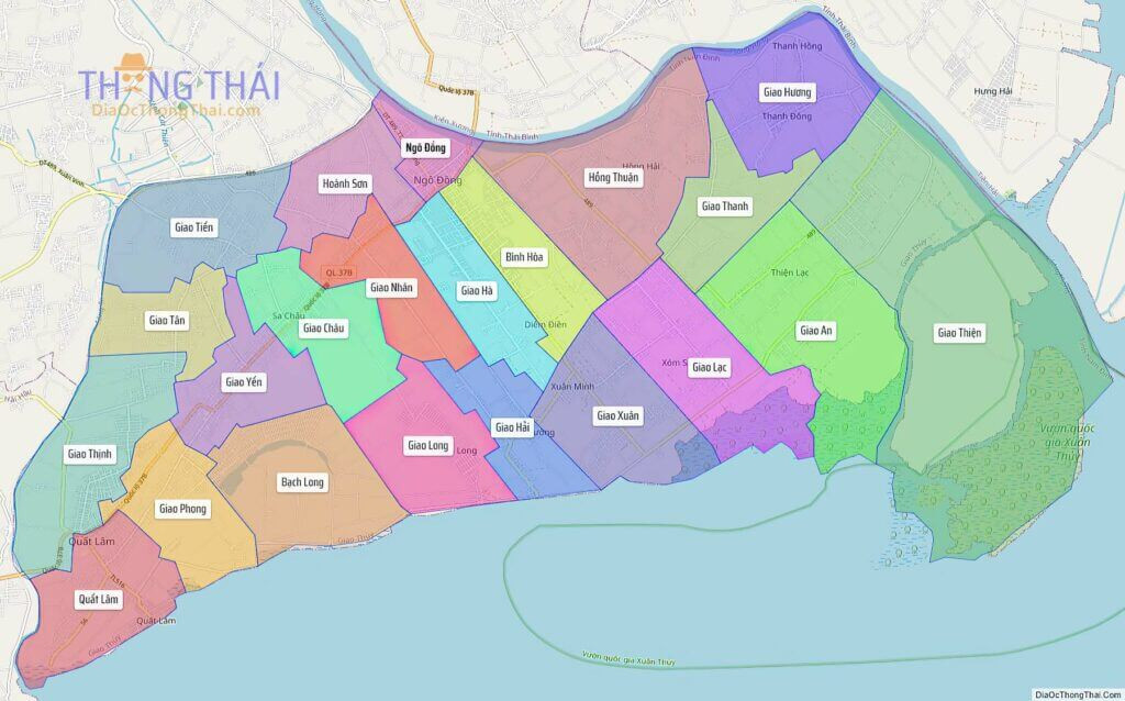 Bản đồ huyện Giao Thủy