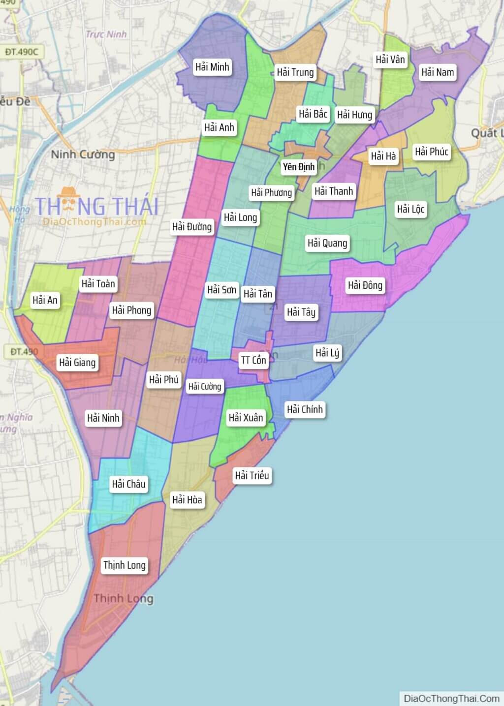 Bản đồ huyện Hải Hậu, 8Day - trang web uy tín đăng ký & đăng nhập dễ dàng với ranh giới rõ ràng