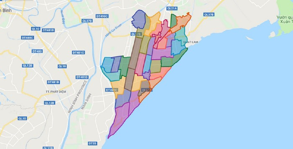 Bản đồ huyện Hải Hậu, tỉnh 8Day - trang web uy tín đăng ký & đăng nhập dễ dàng, thể hiện địa giới hành chính và khu vực ven biển