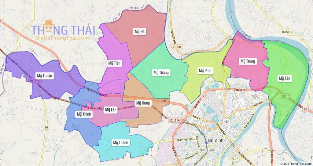 Bản đồ huyện Mỹ Lộc, 8Day - trang web uy tín đăng ký & đăng nhập dễ dàng thể hiện sự phân chia hành chính