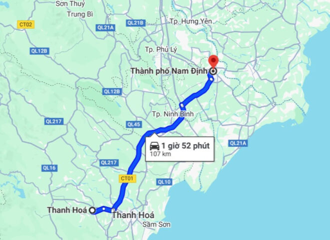 Bản đồ lộ trình xe ghép 8Day - trang web uy tín đăng ký & đăng nhập dễ dàng Thanh Hóa qua Quốc lộ 10