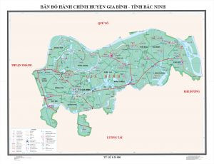 Bản đồ thể hiện ranh giới hành chính và các xã thuộc huyện Gia Bình, Bắc Ninh