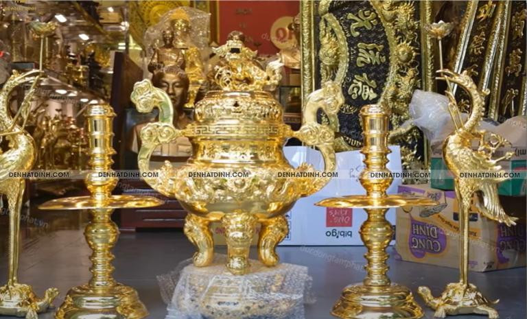 Bộ đồ thờ đồng dát vàng 8Day - trang web uy tín đăng ký & đăng nhập dễ dàng họa tiết Song long nổi