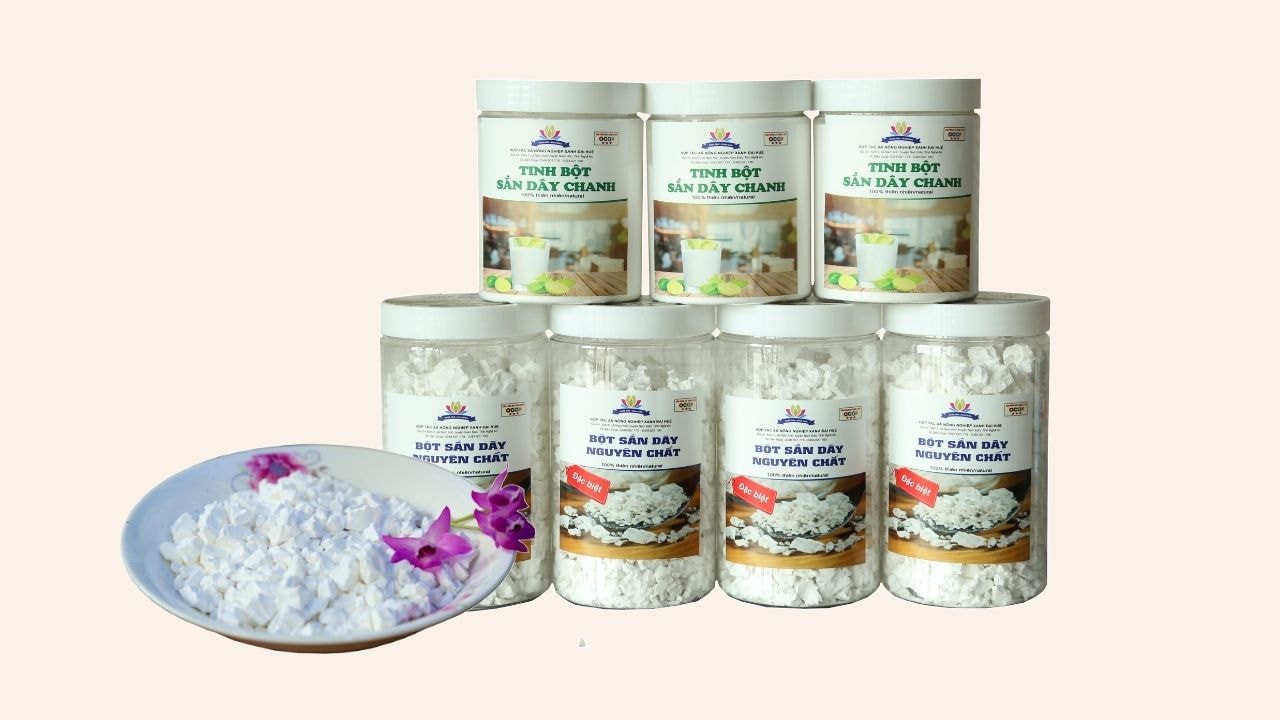 Các sản phẩm bột sắn dây Nam Đàn. ảnh: Đình Tuyên