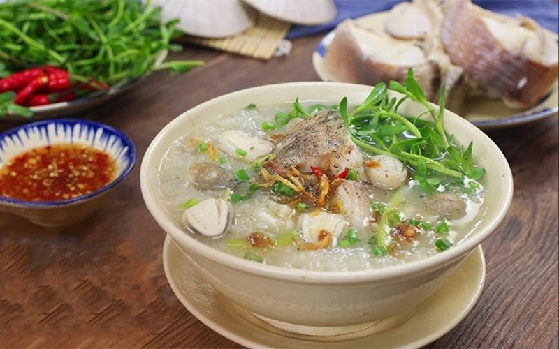Cháo cá lóc rau đắng Long An ấm nóng
