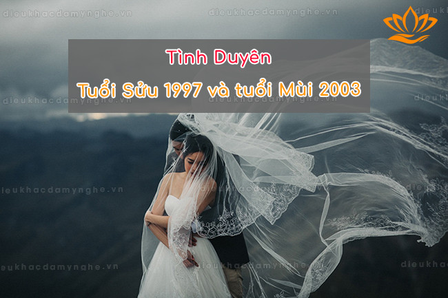 Đôi vợ chồng tuổi Đinh Sửu 1997 và Quý Mùi 2003 đang vui vẻ bên nhau, tượng trưng cho sự hòa hợp trong tình duyên