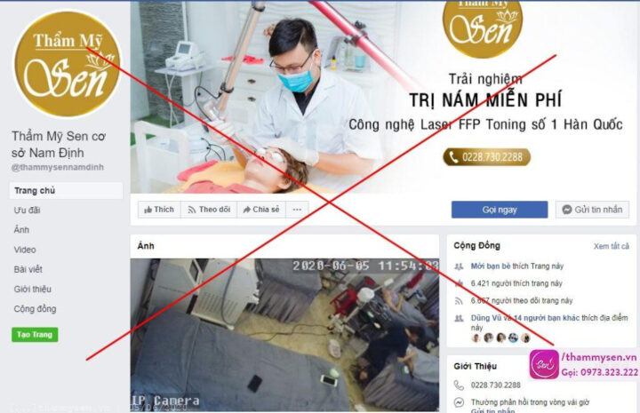 Fanpage quảng cáo dịch vụ của cơ sở thẩm mỹ sen 8Daylink nhà cái WC 2026 giả mạo