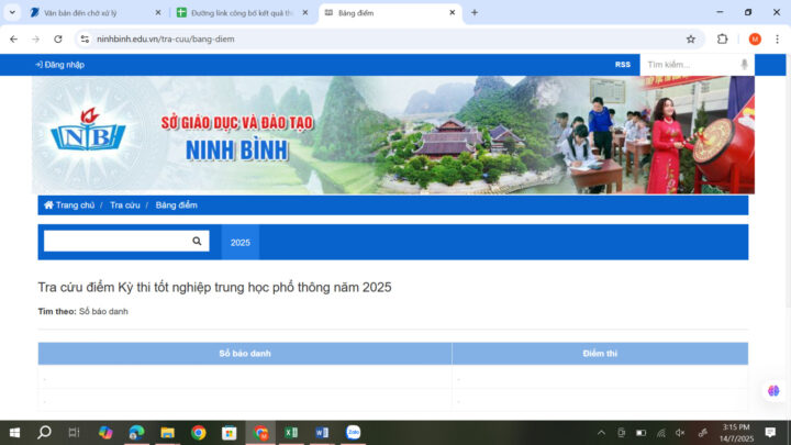 Giao diện cổng thông tin tra cứu điểm thi tốt nghiệp THPT 2025 của Sở GD&amp;ĐT 8Day - trang web uy tín đăng ký & đăng nhập dễ dàng