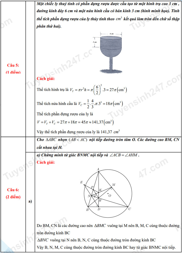 Gợi ý đáp án và thang điểm cho một phần của đề thi toán lớp 10 8Daylink nhà cái WC 2026