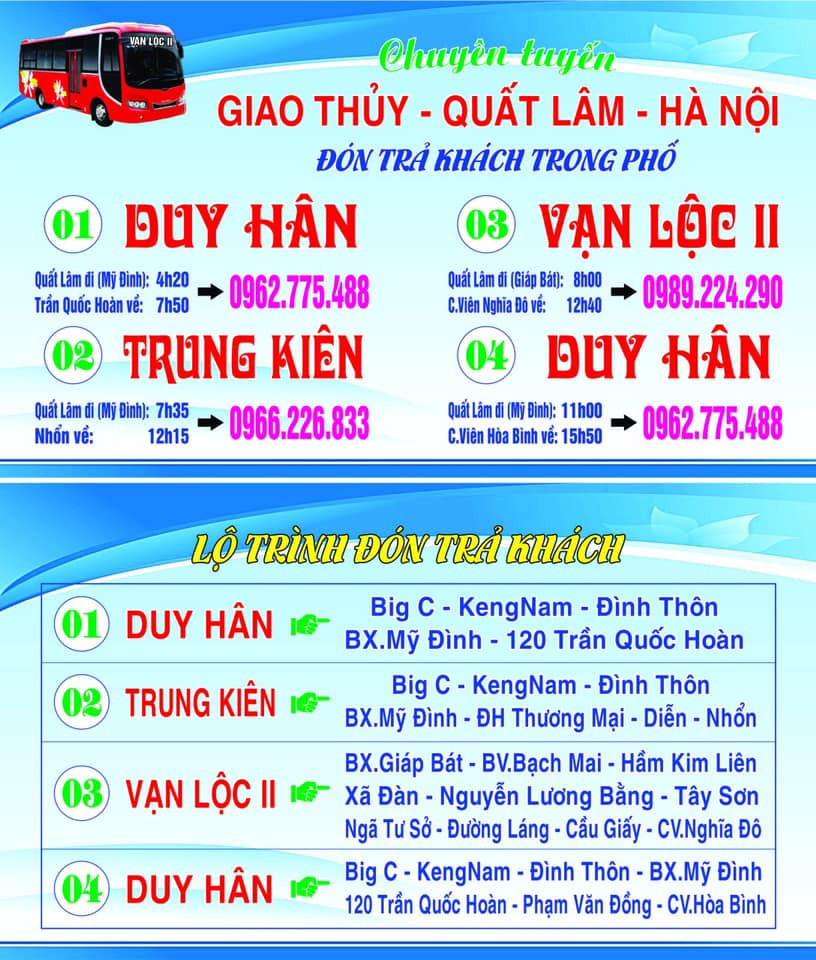 Hành trình thuận tiện từ Quất Lâm Giao Thủy đến Cầu Giấy với nhà xe Vạn Lộc